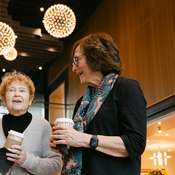 Ladies with coffee at Opus
