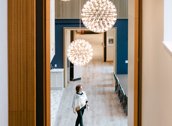 Woman walking in Opus space